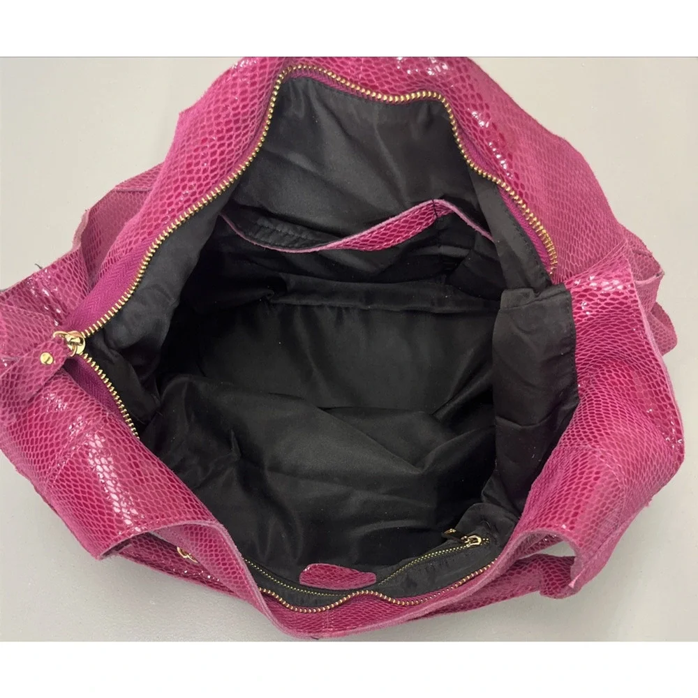 Maxine Couture Pink Purple Snakeskin Print Hobo Shoulder Bag Y2K Slouchy Tassel